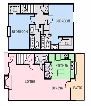 Two Bed / Two and a Half Bath - Townhome 605 floor plan